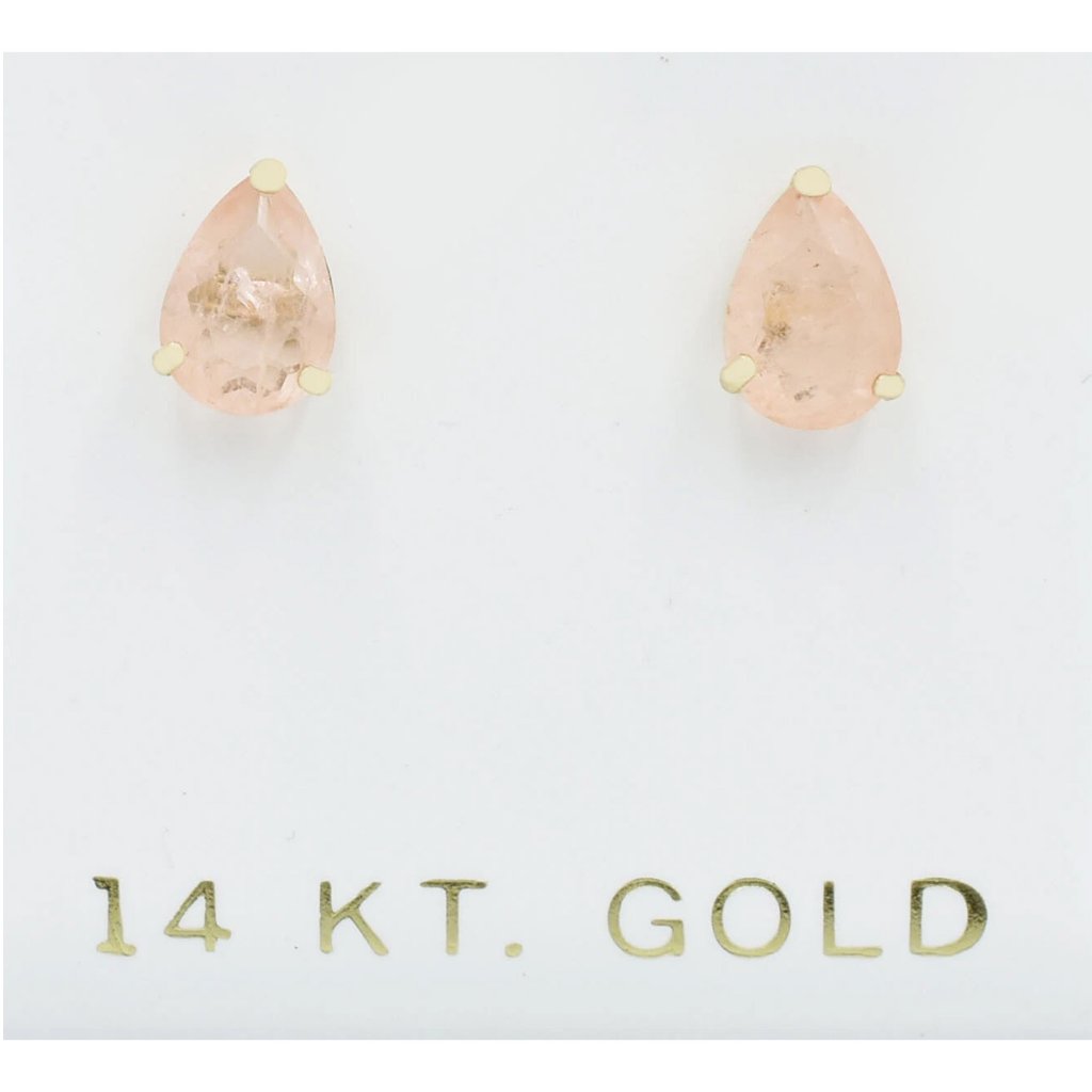 Genuine 1.78 Cts Morganite Stud Earrings 14k Gold
